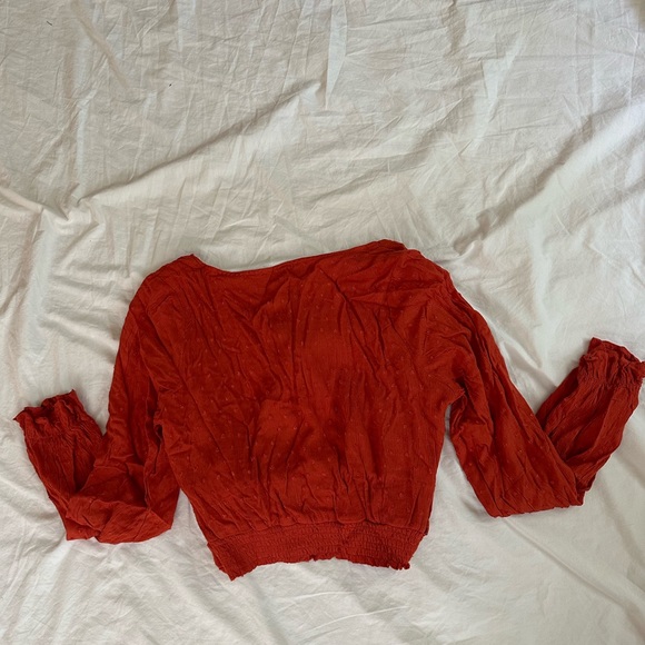 Long sleeve wrap around top - red rust - Picture 4 of 4